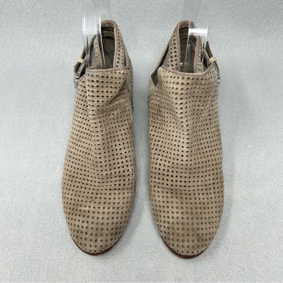 Sam Edelman Paula Perforated Leather Buckle Ankle Boot Putty Suede Women's 5.5 - Picture 5 of 13